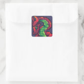 Sticker Carré Pixel Art de Red dragon (Sac)