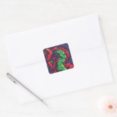 Sticker Carré Pixel Art de Red dragon (Enveloppe)