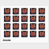 Sticker Carré Pixel Art de Red dragon (Feuille)