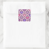 Sticker Carré Pixel coeur motif rose et violet (Sac)