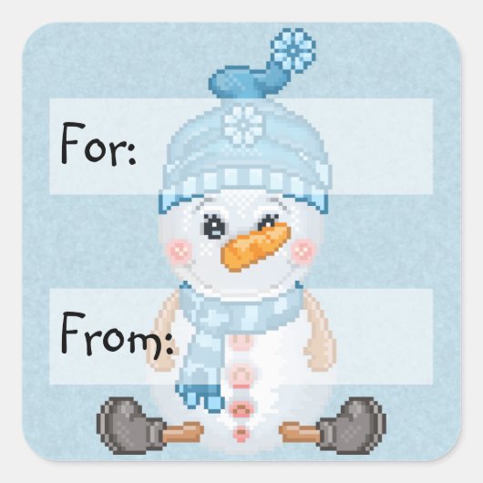Sticker Carré Pixel de boule de neige (Devant)