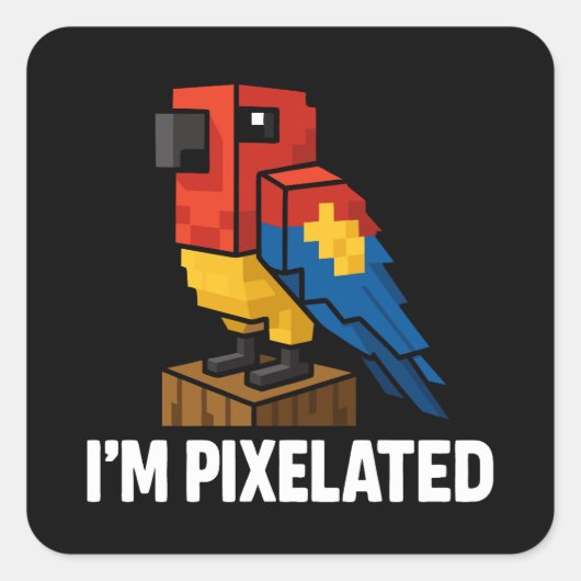 Sticker Carré Pixel Pixel Pixel Pixel Parrot Pixelé De La Jungle (Devant)
