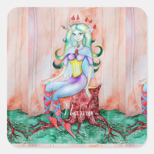 Sticker Carré Pixie Imaginaire Fairy Thunder_Cove (Devant)