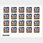 Sticker Carré Pixie Robot Ballerina Danser en Fleur sauvage (Feuille)