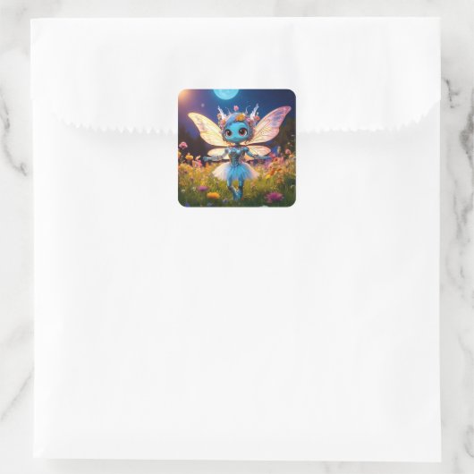 Sticker Carré Pixie Robot Ballerina Danser en Fleur sauvage (Sac)