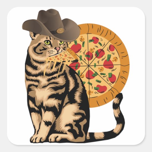 Sticker Carré Pizza de chat (Devant)