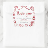 Sticker Carré Pizza dessinée à la main italienne Merci enterreme (Sac)