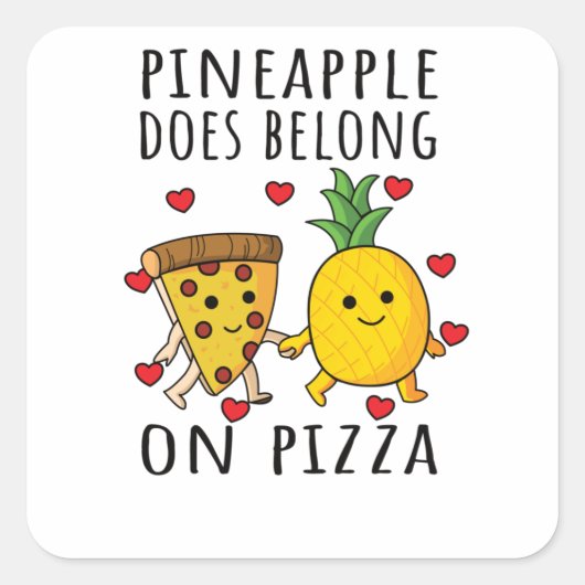 Sticker Carré Pizza Hawaii Pineapple Pizza Food (Devant)