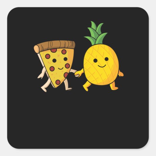 Sticker Carré Pizza Hawaii Pineapple Pizza Food (Devant)