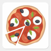 Sticker Carré Pizza Mozzarella aux Tomates et Basilic (Devant)
