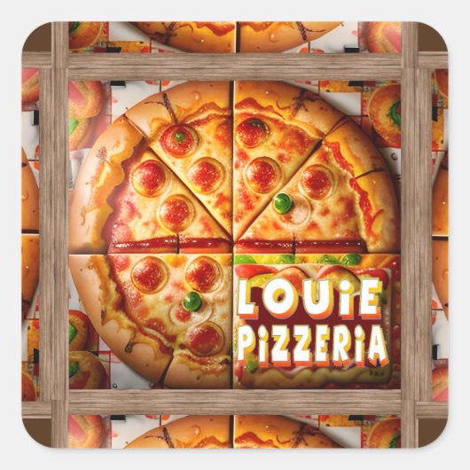 Sticker Carré Pizza Pizzeria Design (Devant)