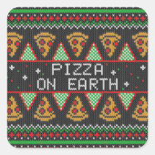 Sticker Carré Pizza Ugly Christmas Sweat (Devant)