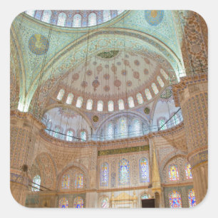 Sticker Carré Plafond intérieur en dôme coloré de la Mosquée Ble