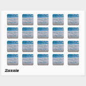 Sticker Carré Plage Bleu Mariage tropical Vagues océaniques côti (Feuille)