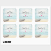 Sticker Carré Plage côtière scène avec bateau en bois Cuisine (Feuille)