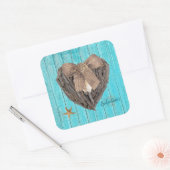 Sticker Carré Plage côtière Thème Bois Dérivé Jour des Valentine (Enveloppe)