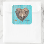 Sticker Carré Plage côtière Thème Bois Dérivé Jour des Valentine (Sac)