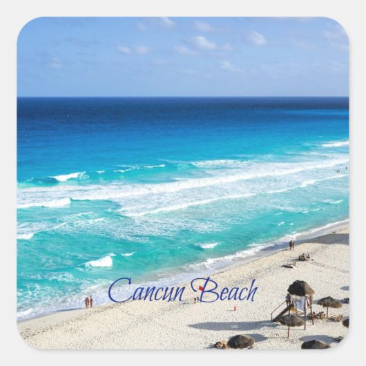 Sticker Carré Plage de Cancun, Mexique (Devant)