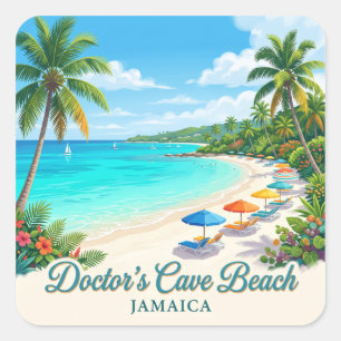 Sticker Carré Plage de Doctor's Cave Montego Bay Jamaïque