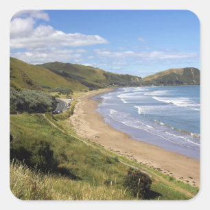 Sticker Carré Plage de Makorori près de Gisborne, Eastland, Nouv