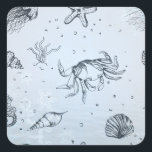 Sticker Carré Plage de Noël côtière Créatures marines Bleu<br><div class="desc">Ces autocollants sur le thème de la plage exsument un thème d'inspiration côtière, parfait pour ceux qui adorent la plage et l'océan. Elles sont décorées dans un style bleu clair et paisible avec des coquillages, des méduses, des étoiles de mer et des crabes, ce qui ajoute un charme côtier à...</div>