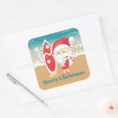 Sticker Carré Plage de Noël festive Père Noël Holiday (Enveloppe)