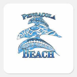 Sticker Carré Plage de Pensacola Floride Vacances Dauphins triba