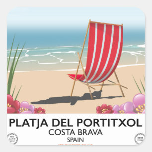 Sticker Carré Plage de Portitxol, Costa Brava, Espagne