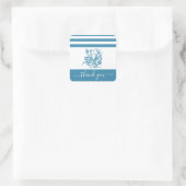 Sticker Carré Plage de poulpe bleu turquoise merci script (Sac)