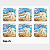 Sticker Carré PLAGE DE REPOS FACE crème chow (Feuille)