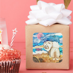 Sticker Carré PLAGE DE REPOS FACE crème chow