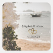 Sticker Carré Plage des Fleurs de Bateaux à Voile (Devant)