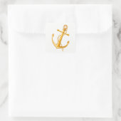 Sticker Carré Plage d'été pour Mariage d'Ancre d'or nautique (Sac)