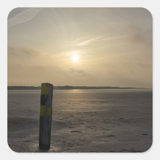 Sticker Carré Plage en mer du Nord (Devant)