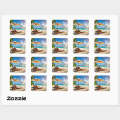 Sticker Carré Plage incroyable (Feuille)