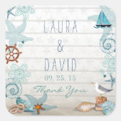 Sticker Carré Plage nautique mer mer mariage (Devant)