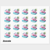 Sticker Carré Plage Palm Tree Mountain View Aventure Attend (Feuille)