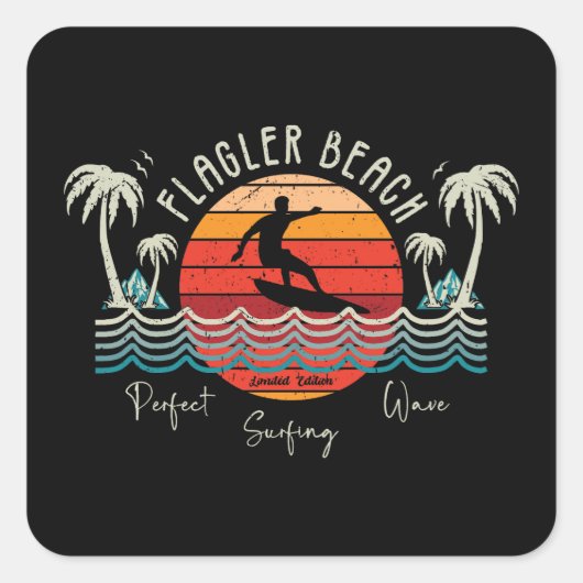Sticker Carré Plage Retro Flagler (Devant)