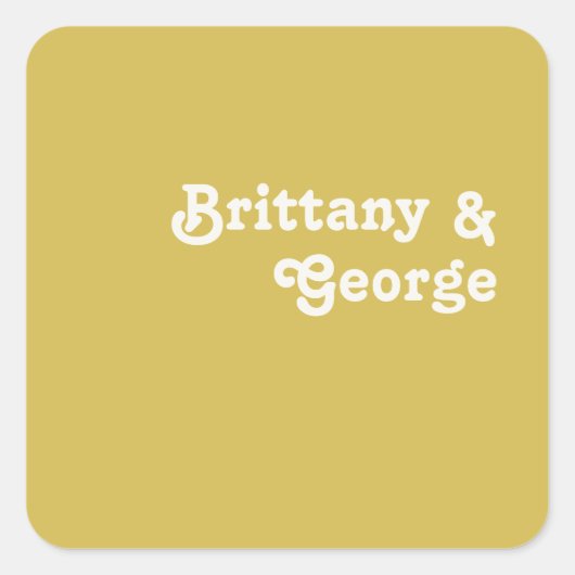 Sticker Carré Plage Retro | Phoques d'enveloppe Mariage or (Devant)