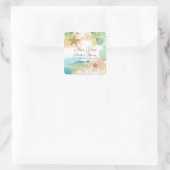 Sticker Carré Plage thème mariage faveur "Pour vous" (Sac)
