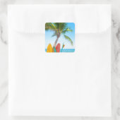 Sticker Carré Plage Tropical Surfboard (Sac)