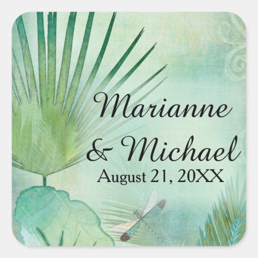 Sticker Carré Plage tropicale moderne Jungle Leaf Foliage Côte (Devant)