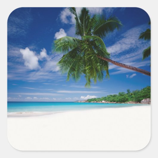 Sticker Carré Plage tropicale | Seychelles (Devant)