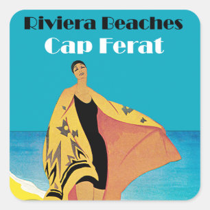 Sticker Carré Plages de Riviera ~ Ferat Casquette