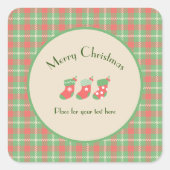 Sticker Carré Plaid à base verte de Noël (Devant)