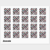 Sticker Carré Plaid Blue Burgundy (Feuille)