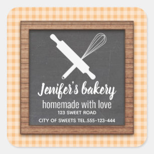 Sticker Carré Plaid Chalkboard whisky rouleau boulangerie