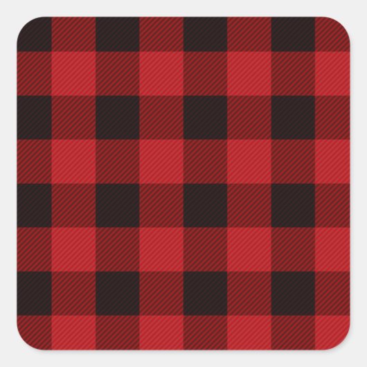 Sticker Carré Plaid classique de buffle noir rouge (Devant)