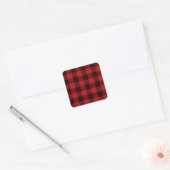 Sticker Carré Plaid classique de buffle noir rouge (Enveloppe)