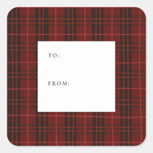 Sticker Carré Plaid Rouge Traditionnel Fête de fin d'année